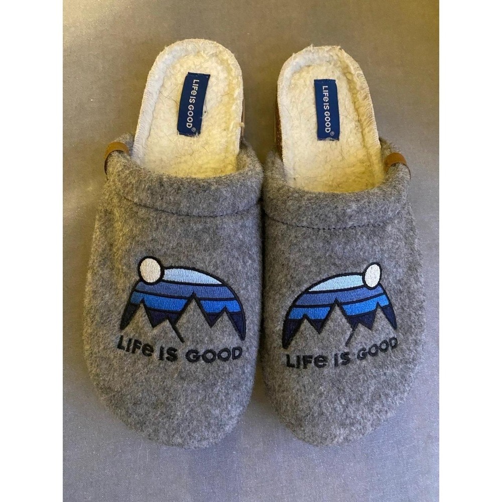 Slippers Lands End Life Is Good Size 10 Felt Cork sku2